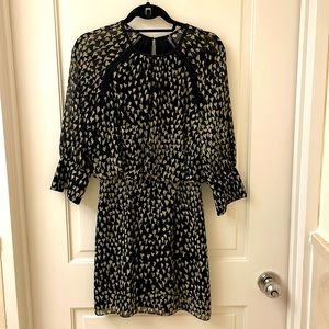 Reiss Black Printed Dress, size 2